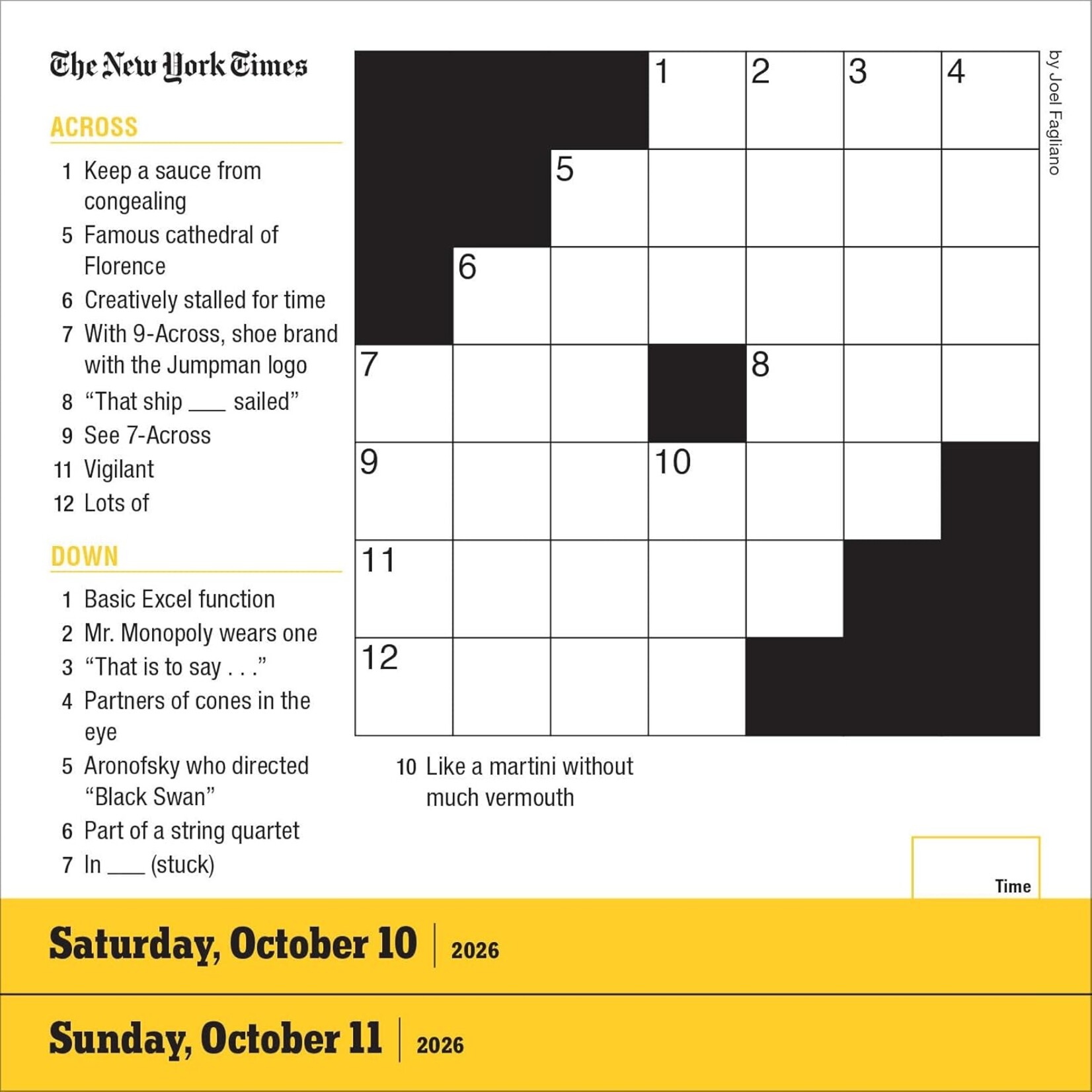 Simon and Schuster New York Times Mini Crossword Puzzle Boxed Calendar 2026