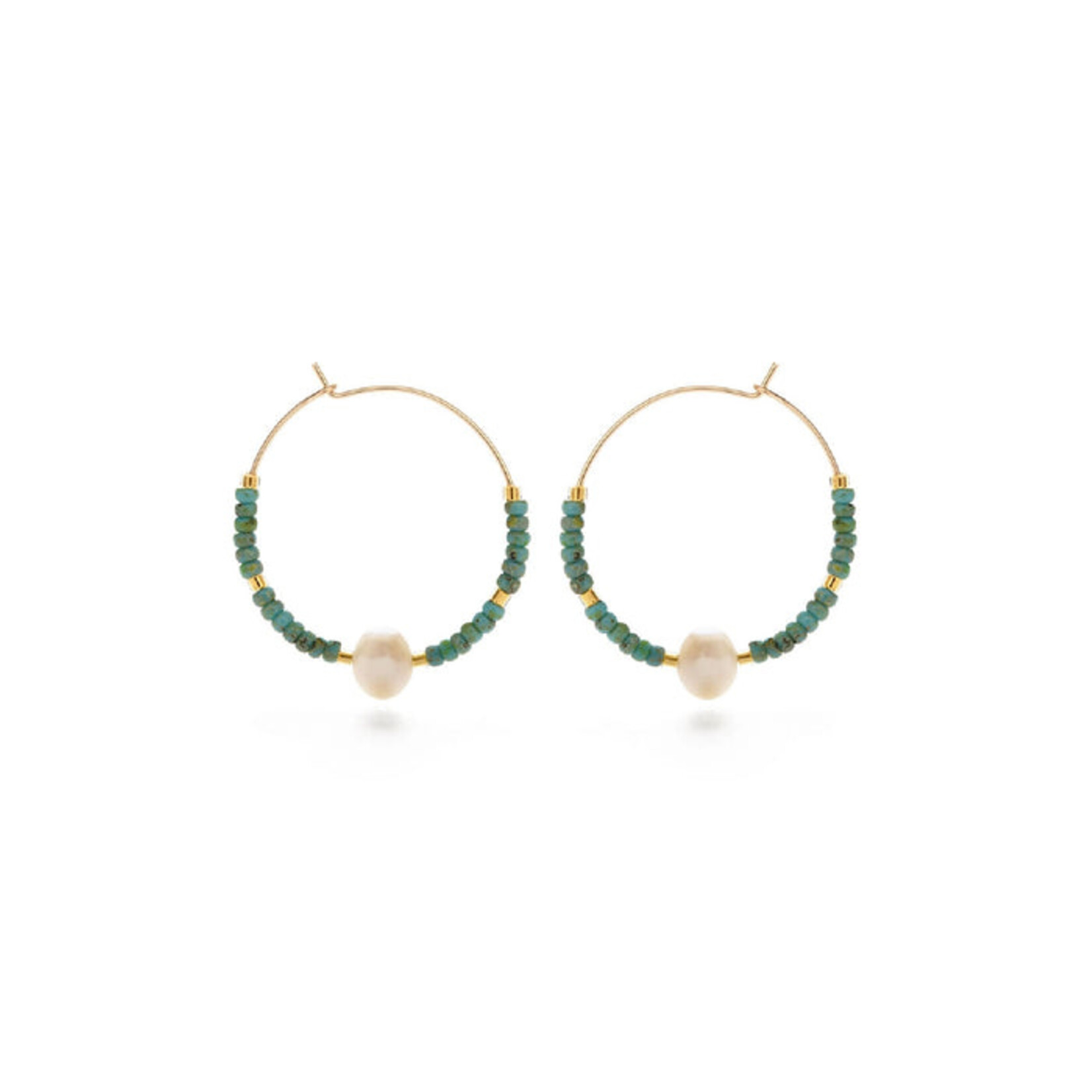 A Mano Japanese Seed Bead Hoops in Turquoise