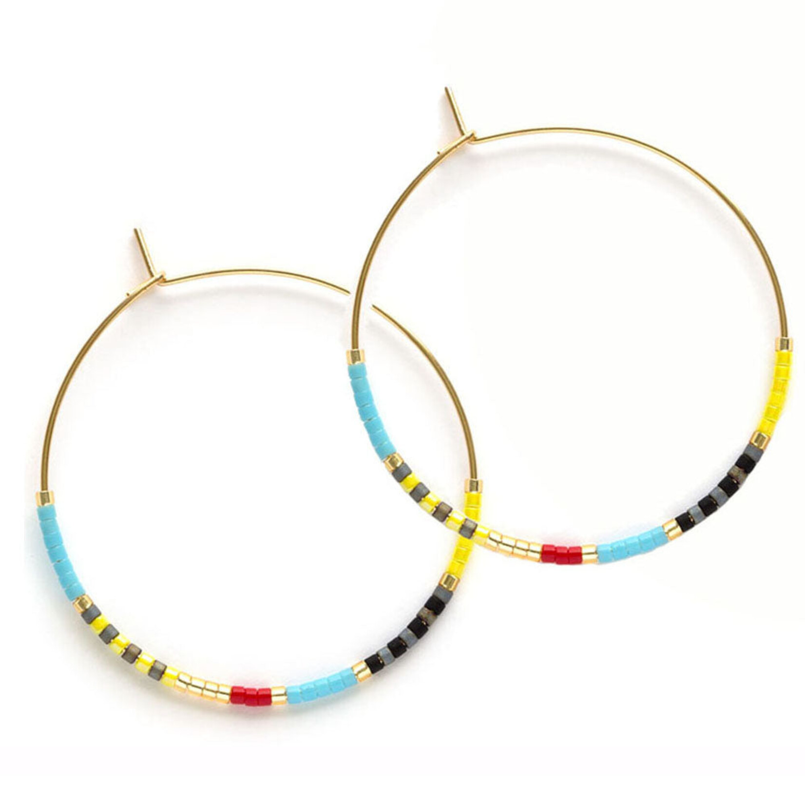 A Mano Japanese Seed Bead Hoops in Fiesta