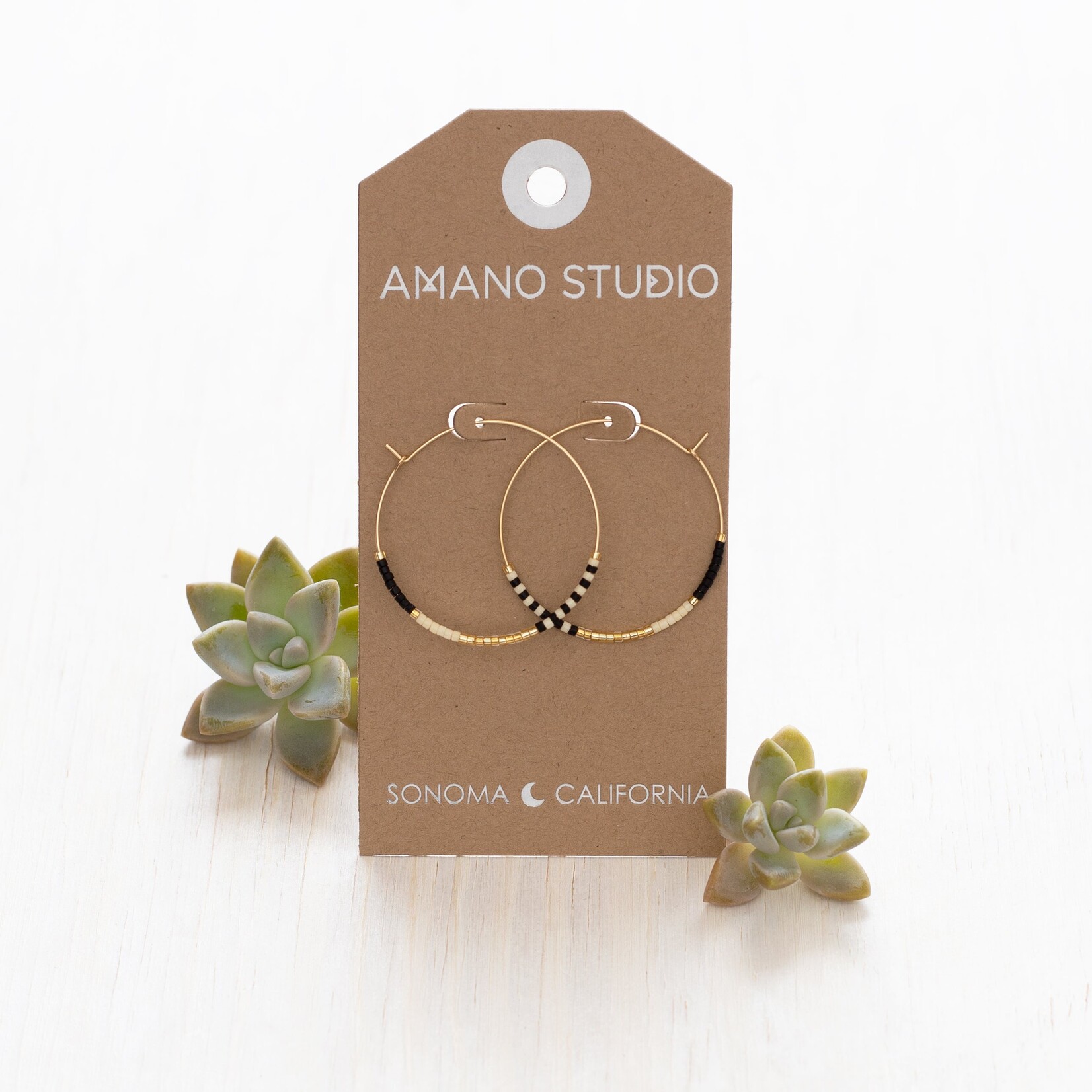 A Mano Japanese Seed Bead Hoops in Fiesta