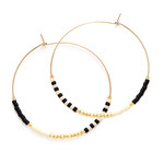 A Mano Japanese Seed Bead Hoops in Black and Bone