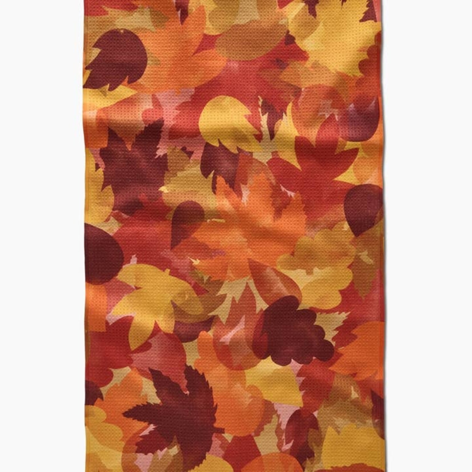 Geometry Watercolor Fallen Leaves Tea Towel