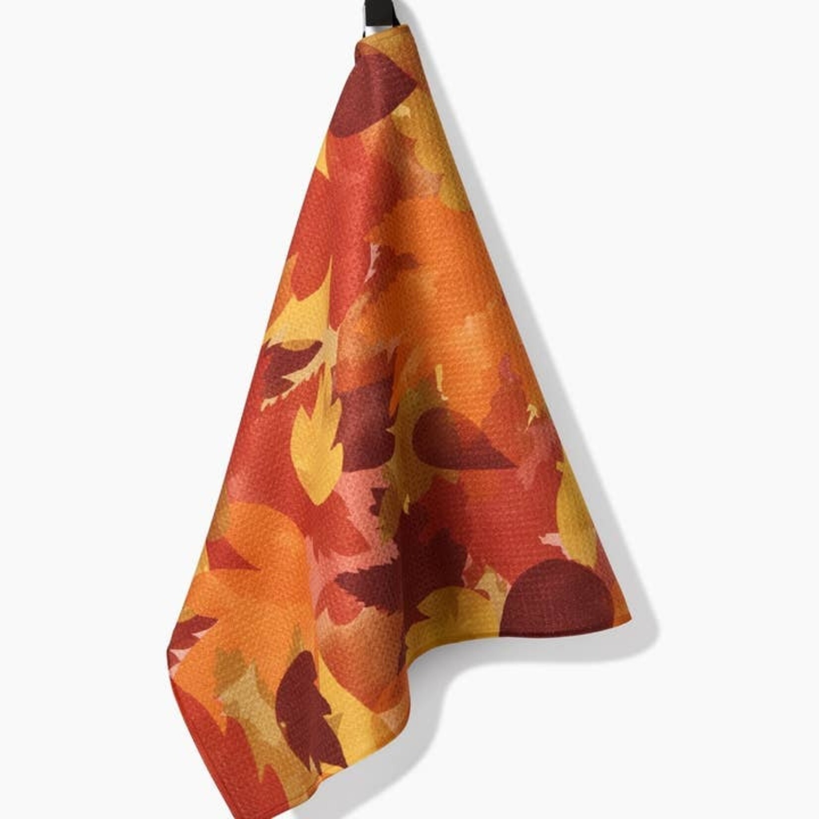 Geometry Watercolor Fallen Leaves Tea Towel