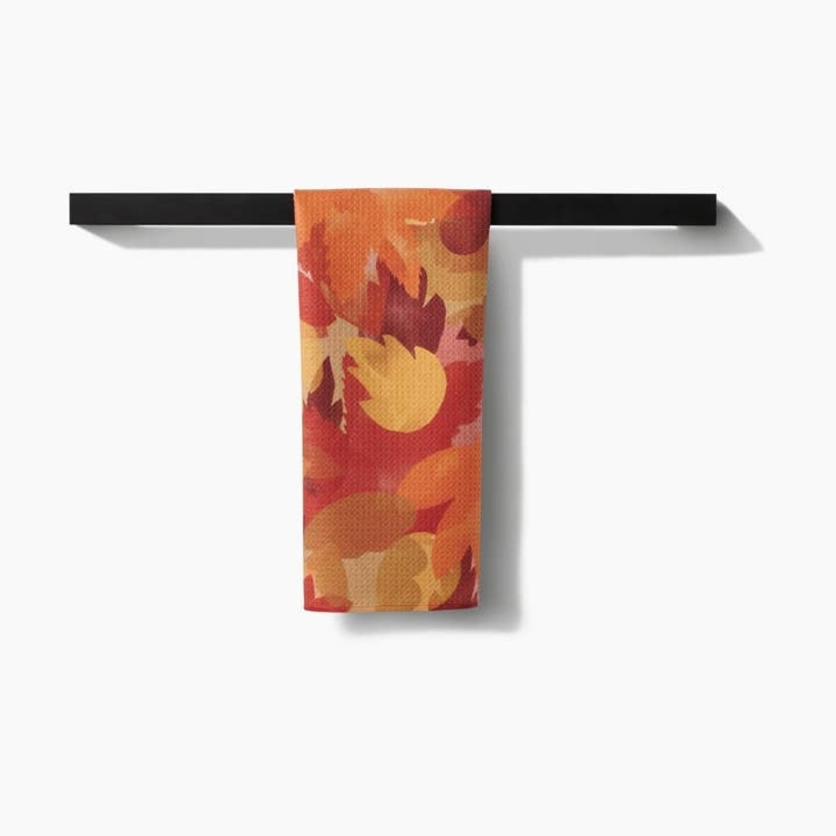 Geometry Watercolor Fallen Leaves Tea Towel