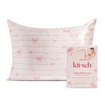 Kitsch Striped Bows Holiday Satin Pillowcase