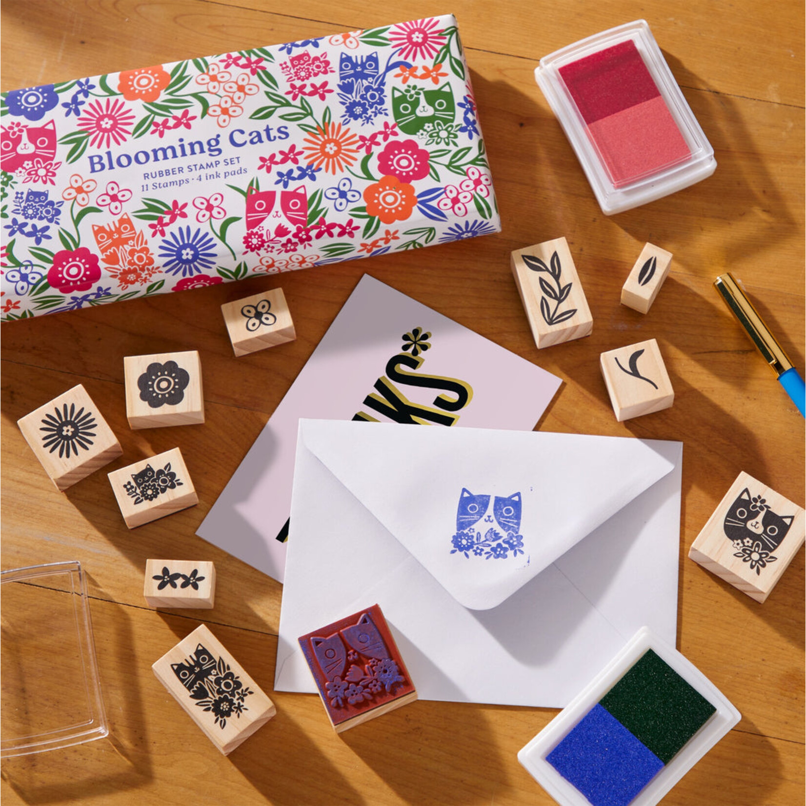 Chronicle Books Blooming Cats Rubber Stamp Set