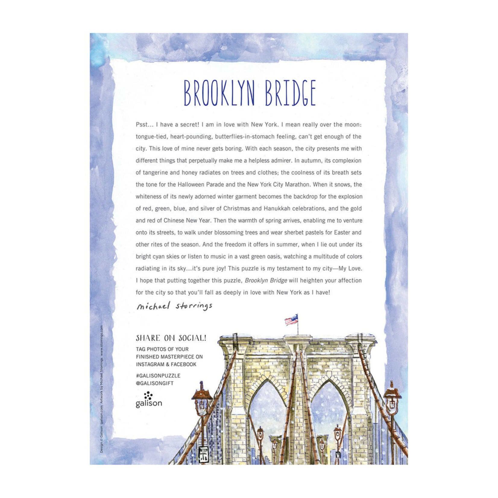 Chronicle Books Michael Storrings Brooklyn Bridge 1000 Puzzle