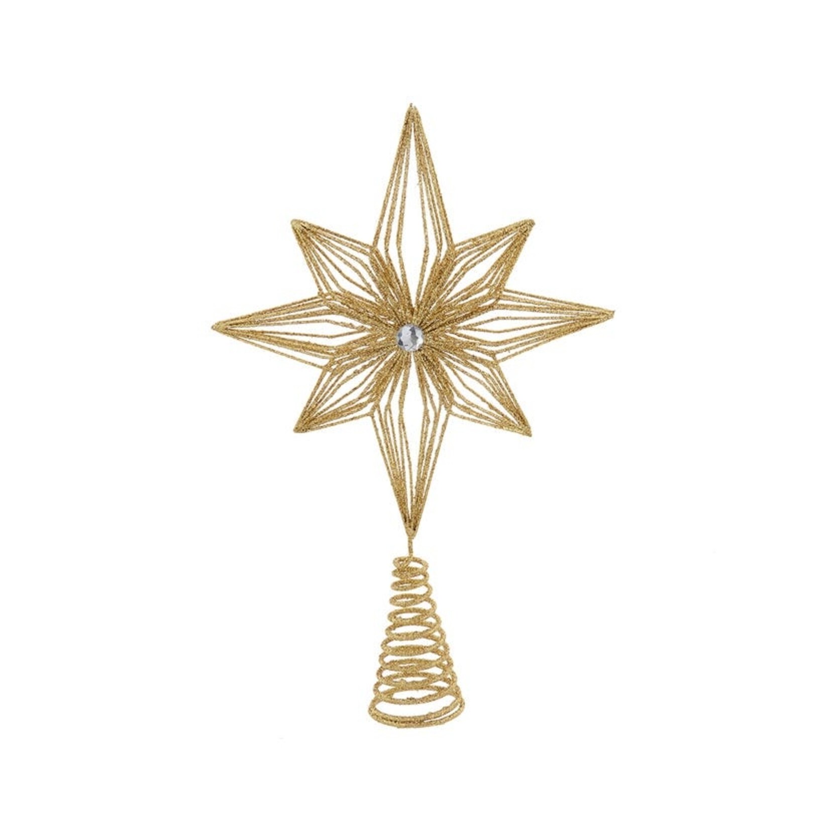 Kurt S Adler Tree Topper - Gold Glittered 6 Point