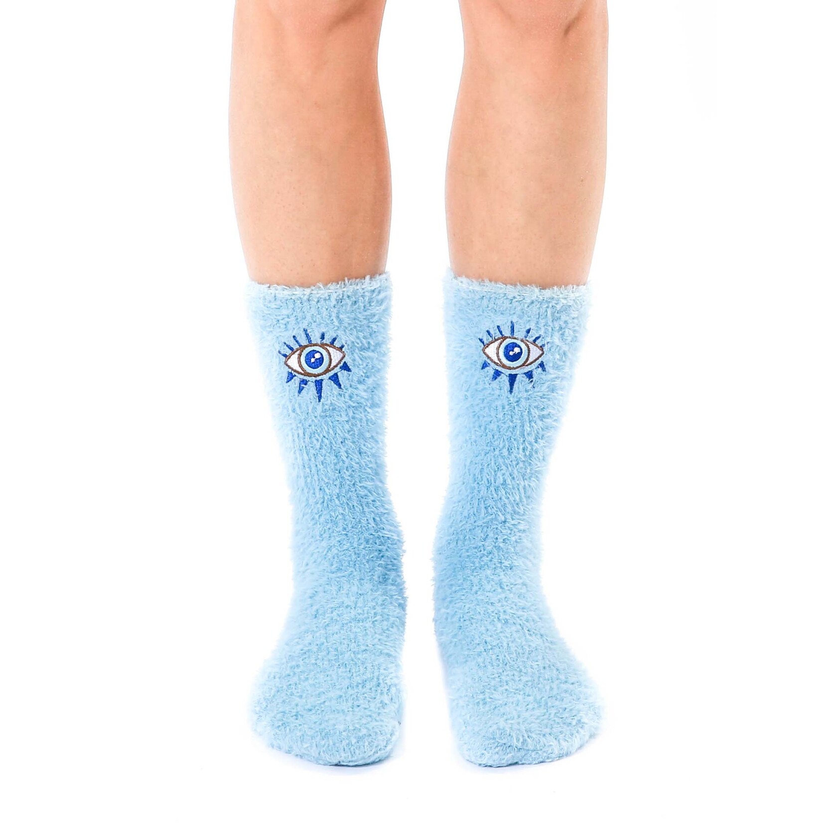 living royal Evil Eye Fuzzy Crew Socks