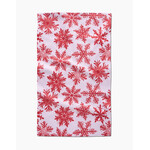 Geometry Snowy Days Red Tea Towel