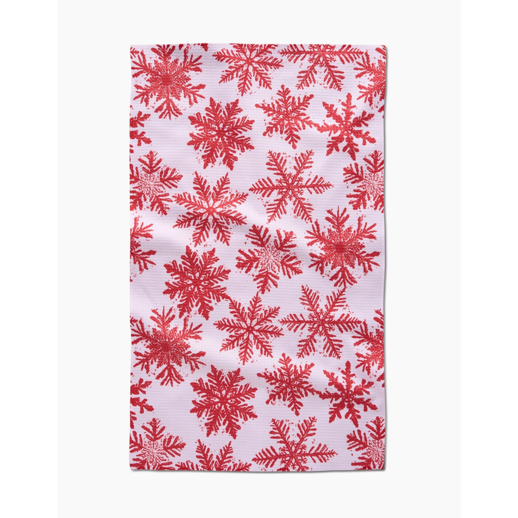 Geometry Snowy Days Red Tea Towel