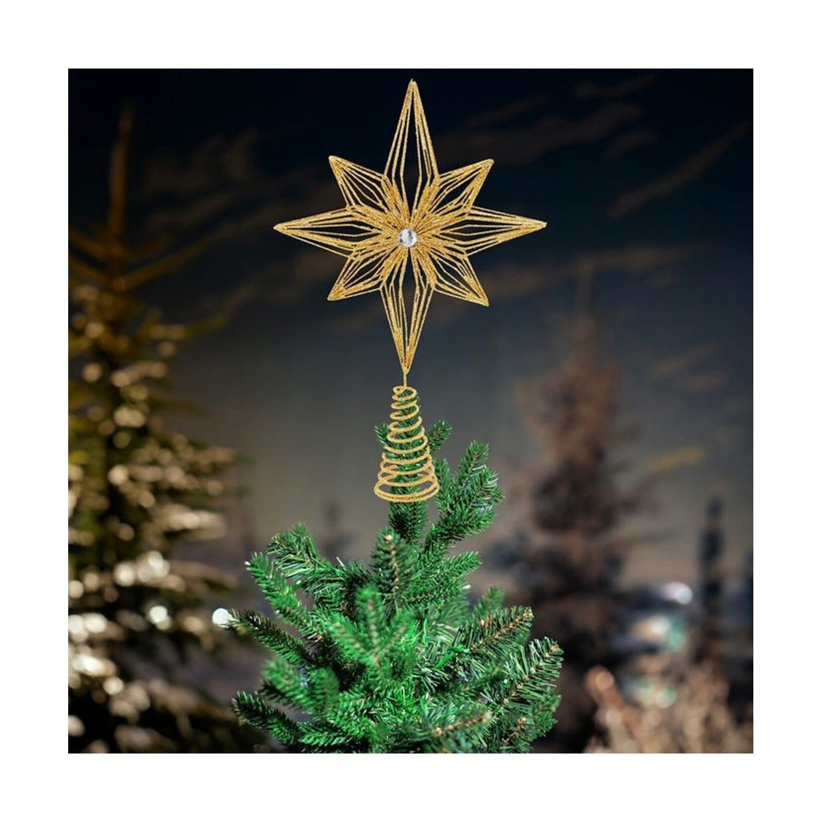 Kurt S Adler Tree Topper - Gold Glittered 6 Point
