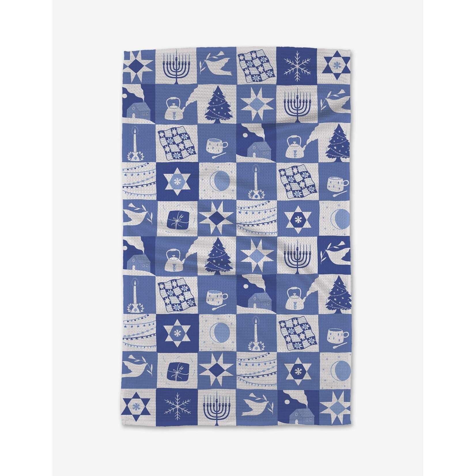 Geometry Blue Holiday Treats Tea Towel