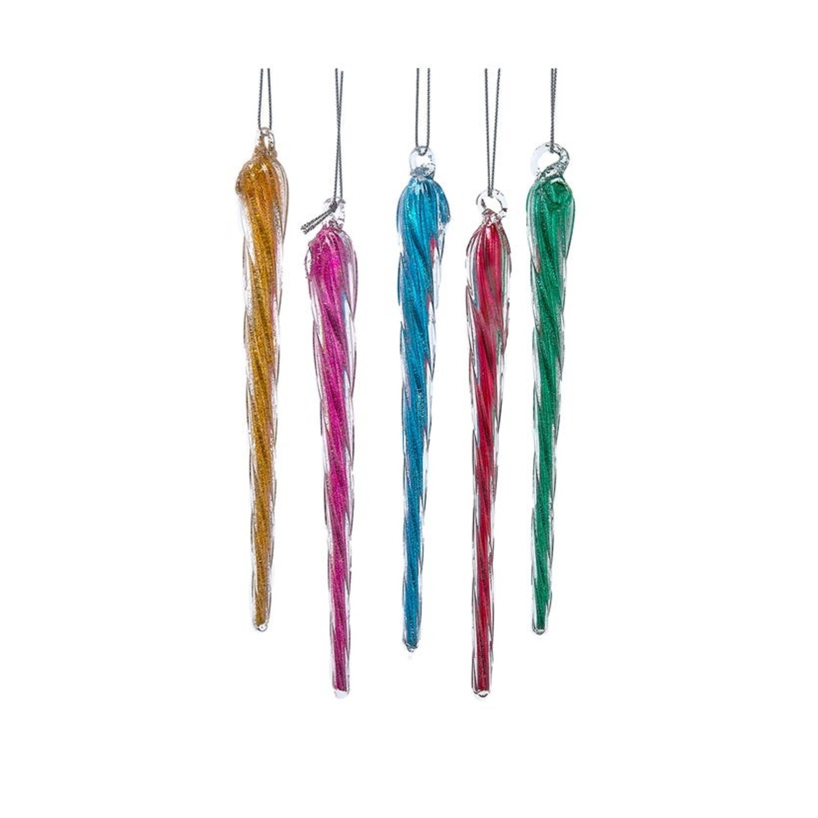 Kurt S Adler Glass Icicle Multicolor Ornament Set