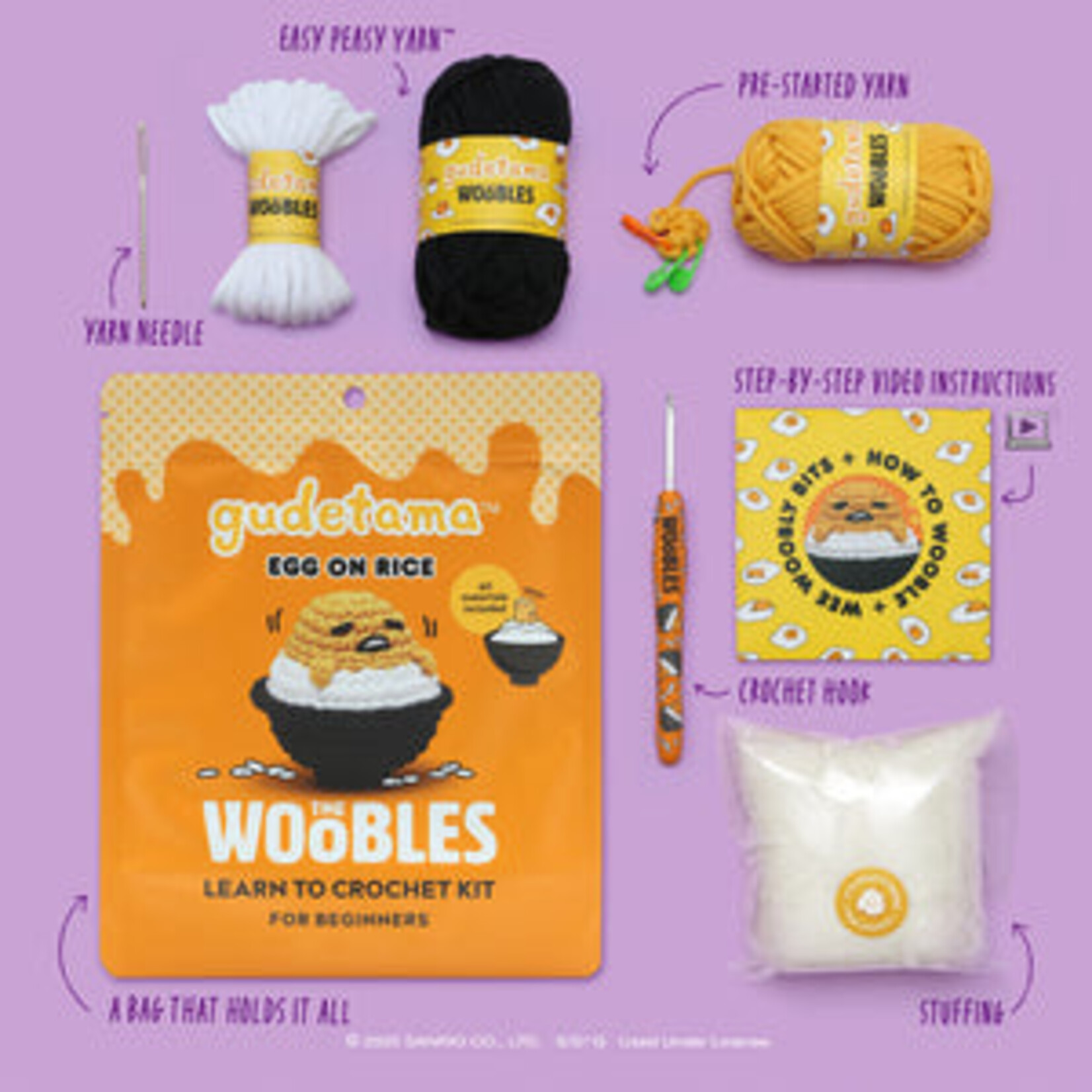 Woobles Gudetama Egg on Rice Beginner Crochet Kit