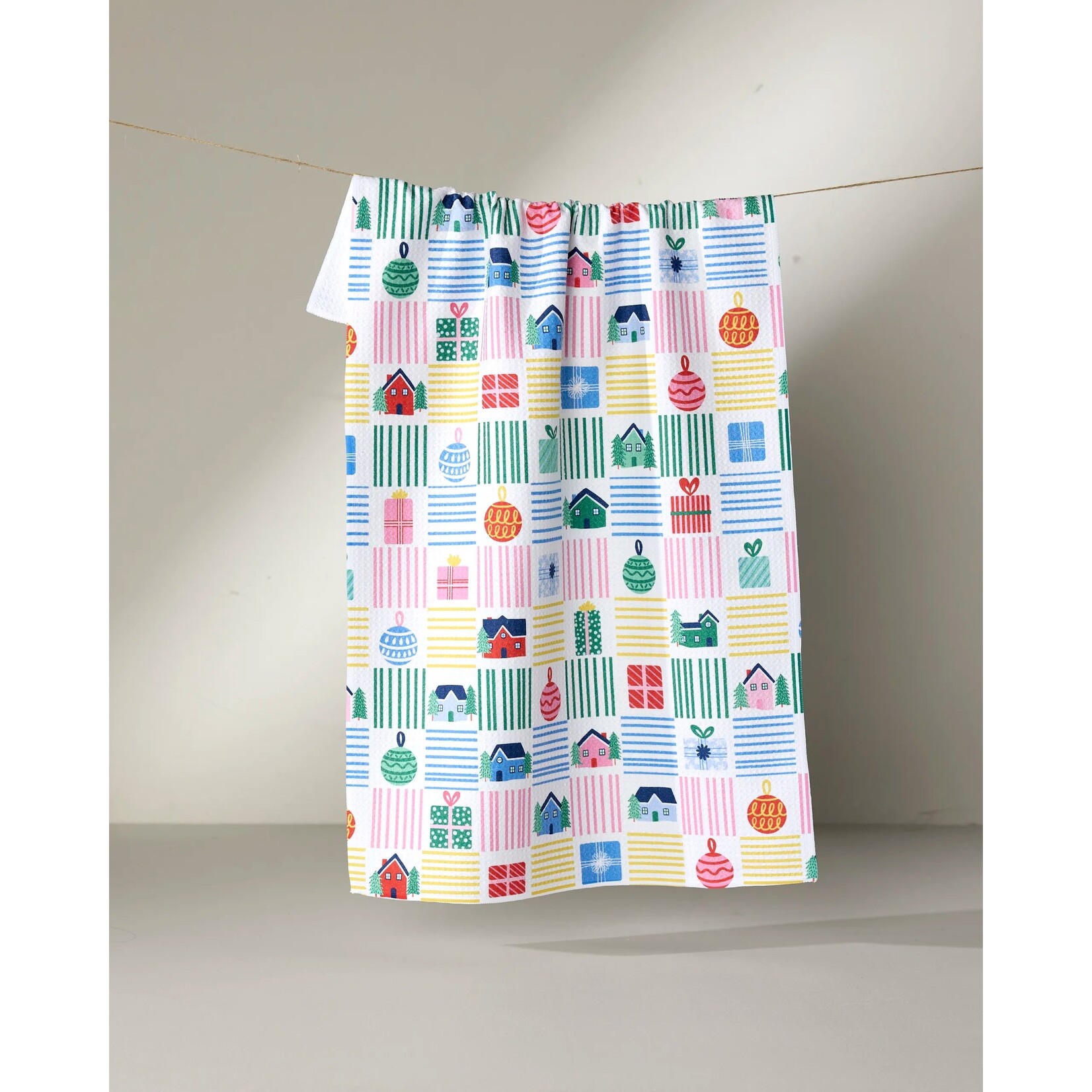 Geometry Holiday Checkers Geometry Tea Towel
