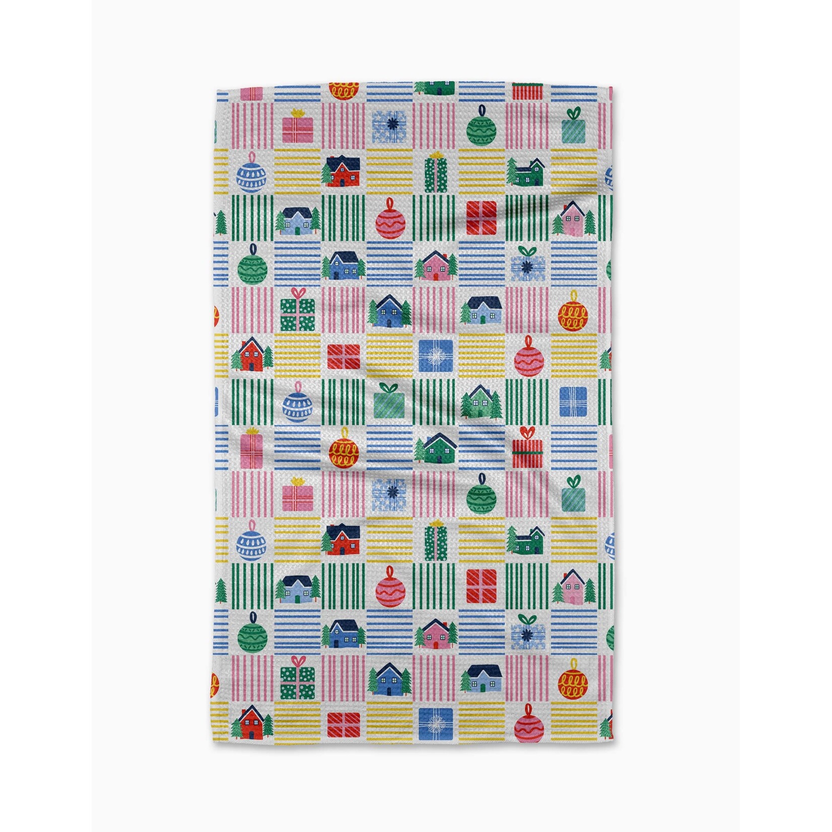 Geometry Holiday Checkers Geometry Tea Towel