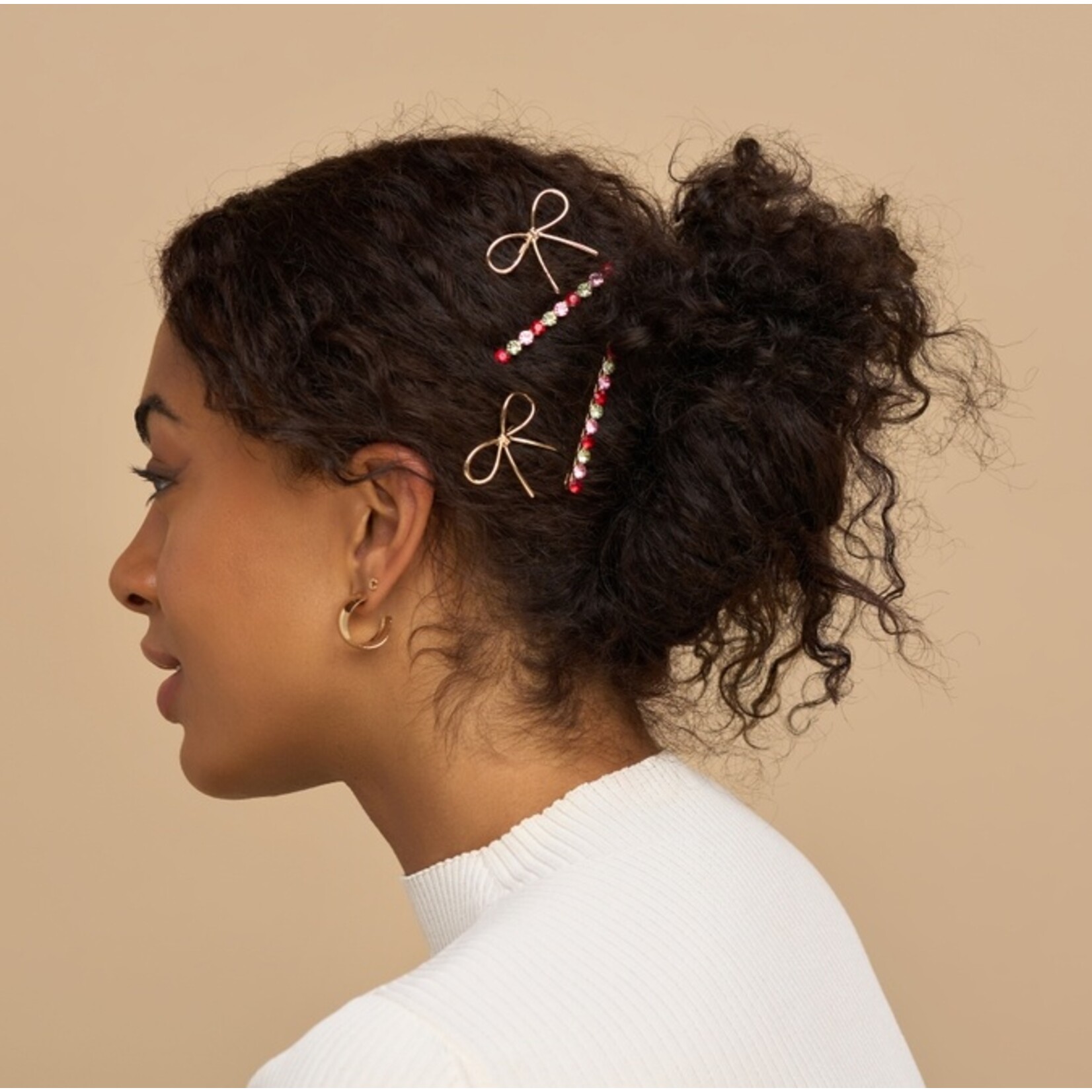 Holiday Gemstone & Bow Bobby Pin Set