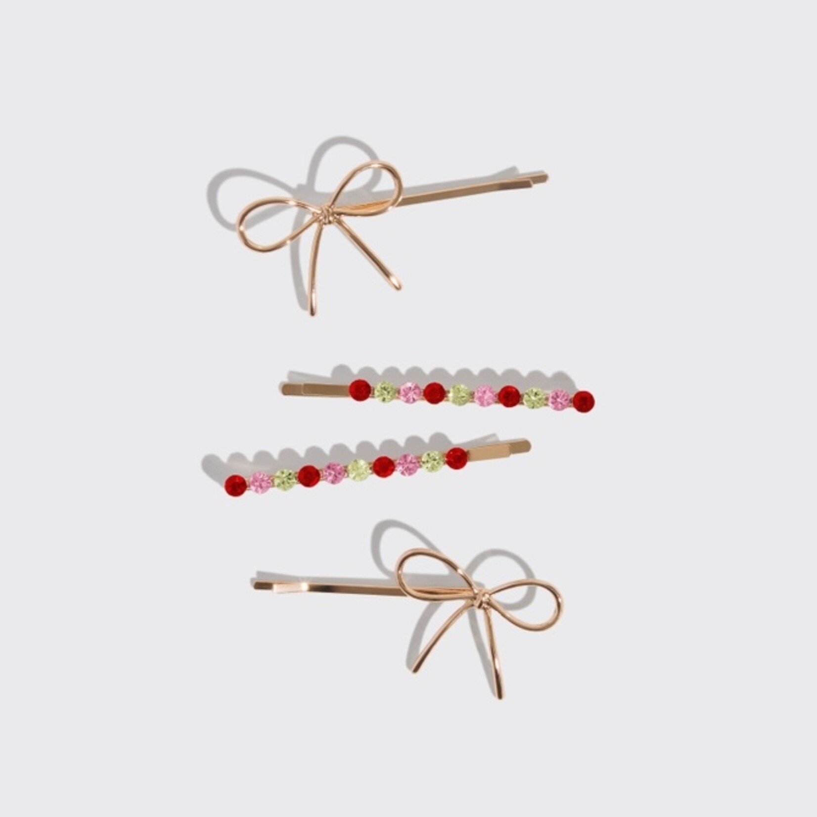Holiday Gemstone & Bow Bobby Pin Set