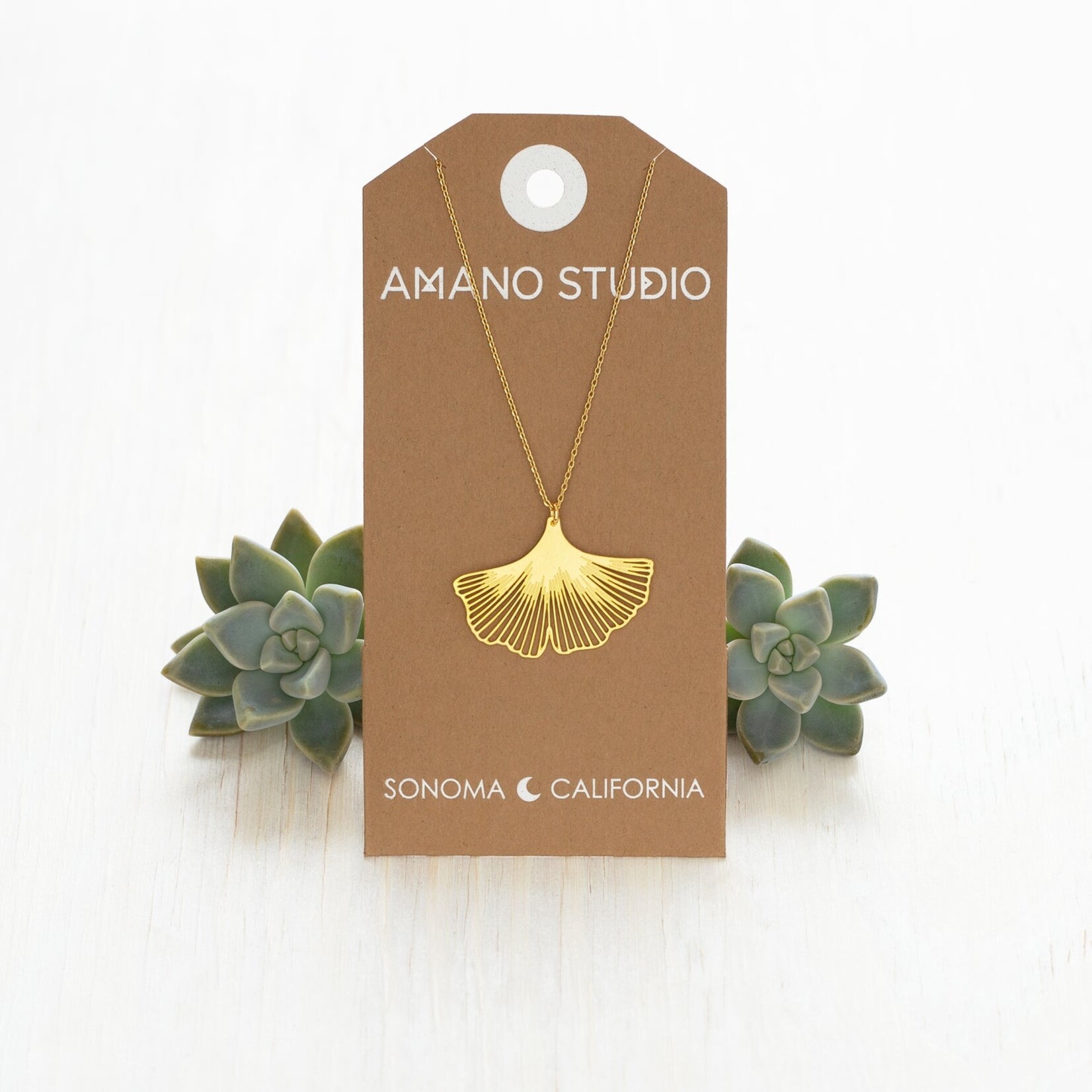 A Mano Gold Ginkgo Leaf Necklace