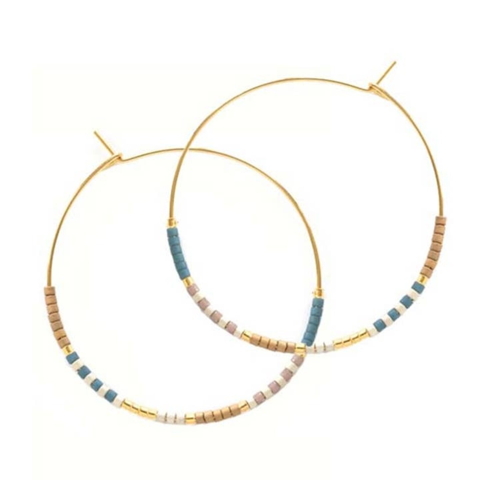 Japanese Seed Bead Hoops in Sky