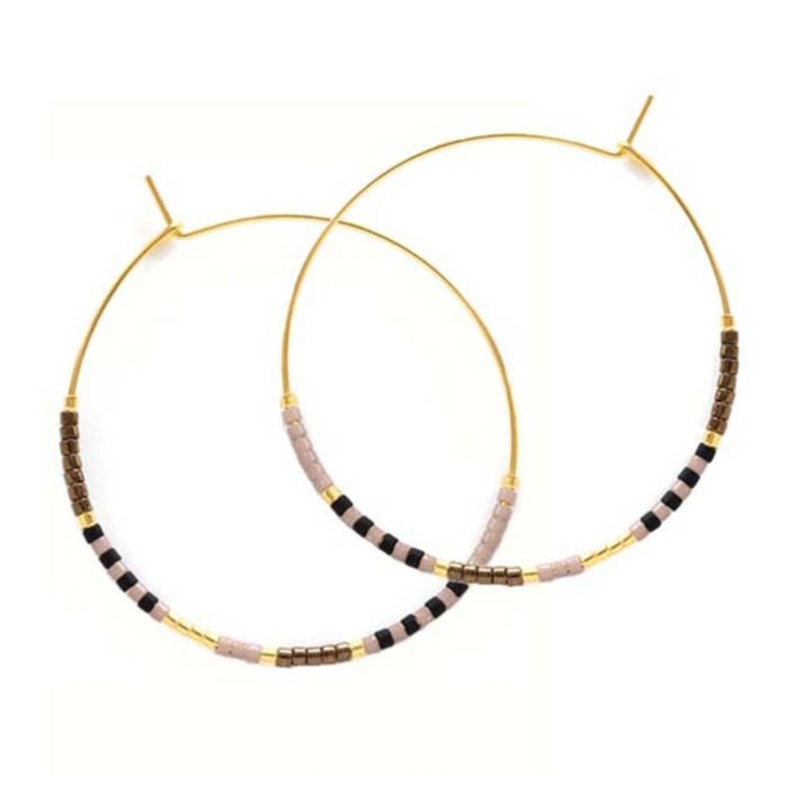 Japanese Seed Bead Hoops in Chocolate