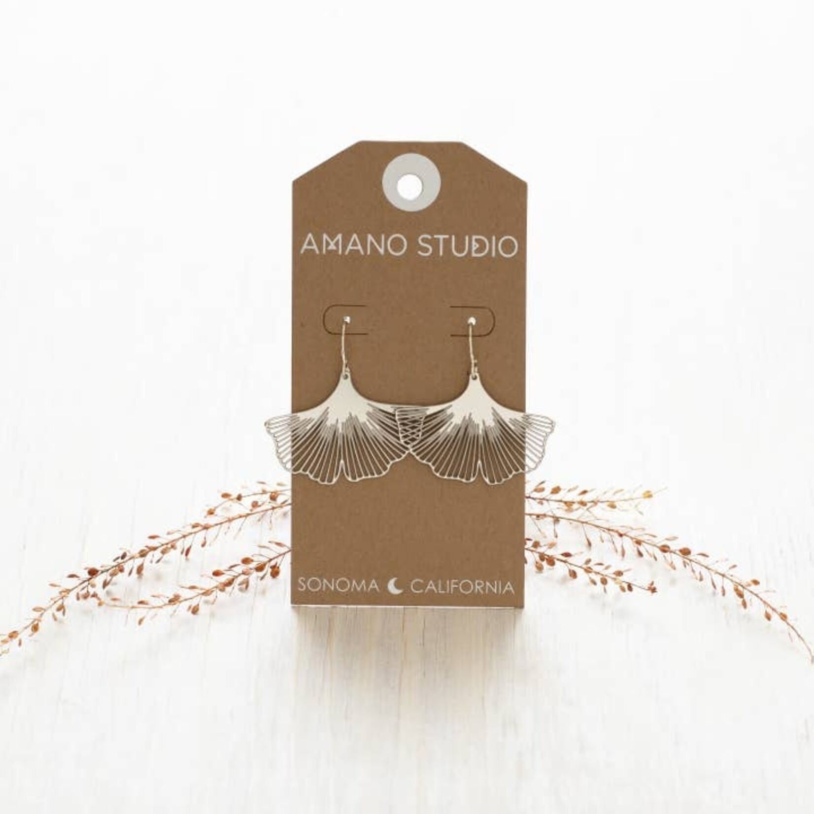 A Mano Silver Ginkgo Leaf Earrings