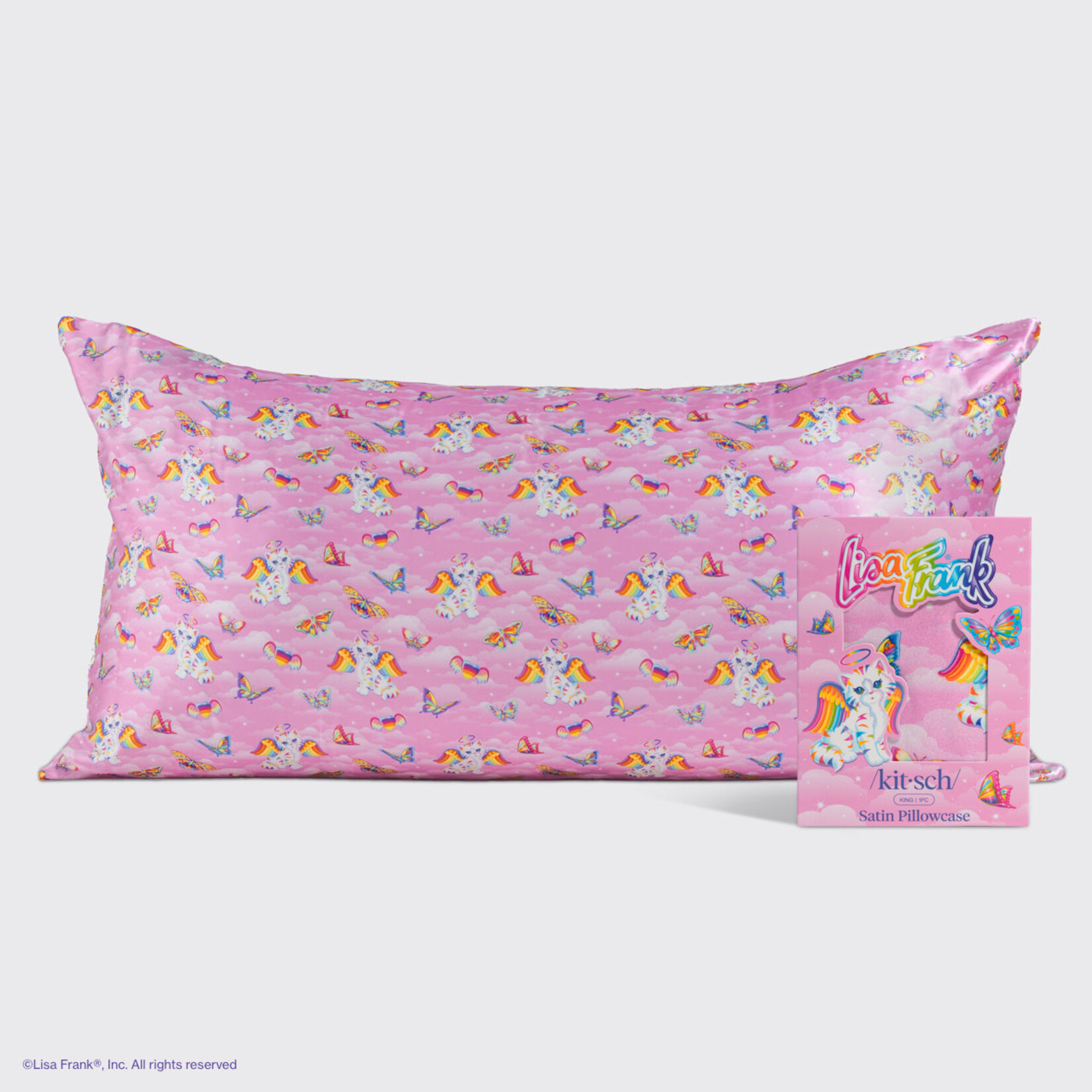 Kitsch Satin Pillowcase in Lisa Frank Angel Kitty