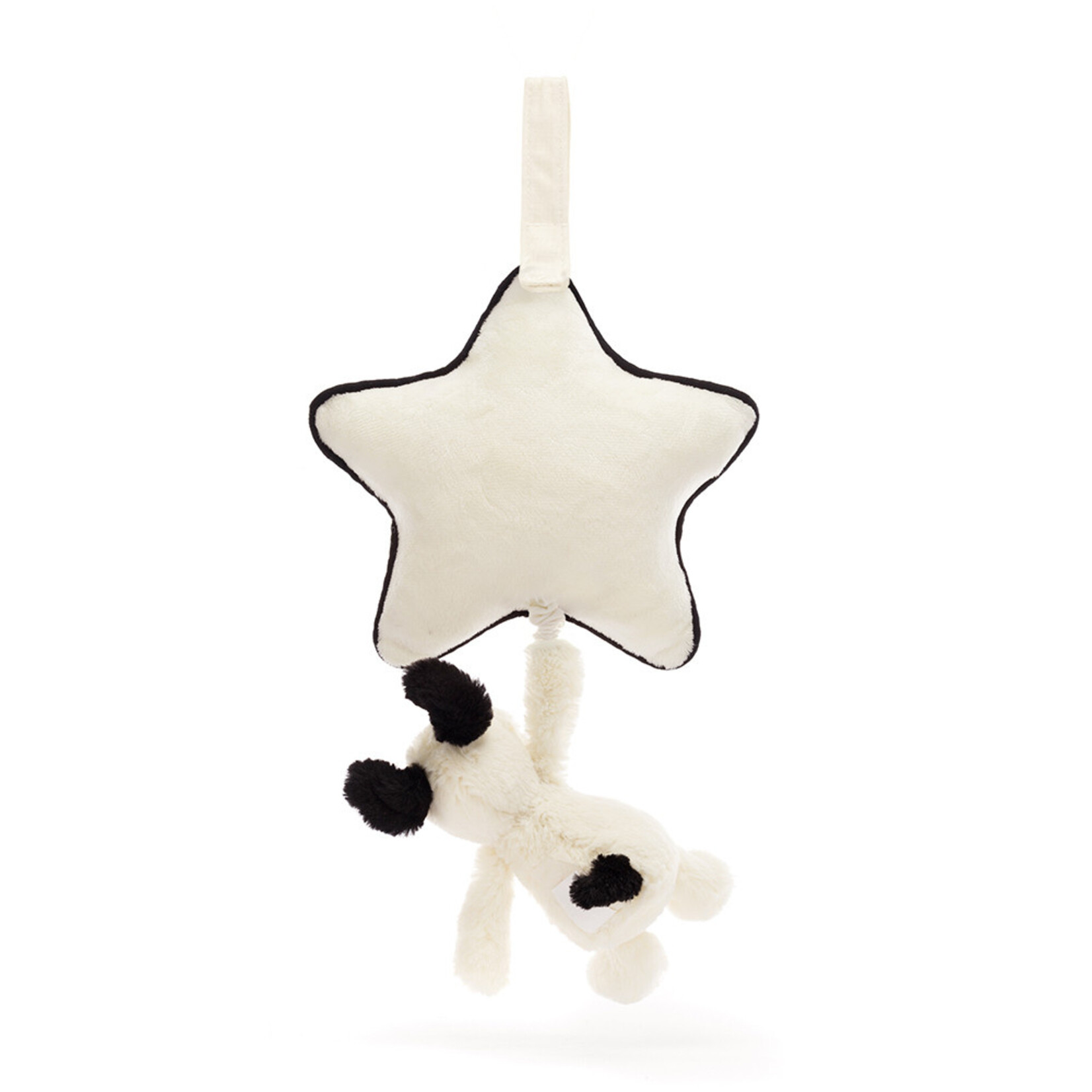 Jellycat Black & Cream Puppy Musical Pull