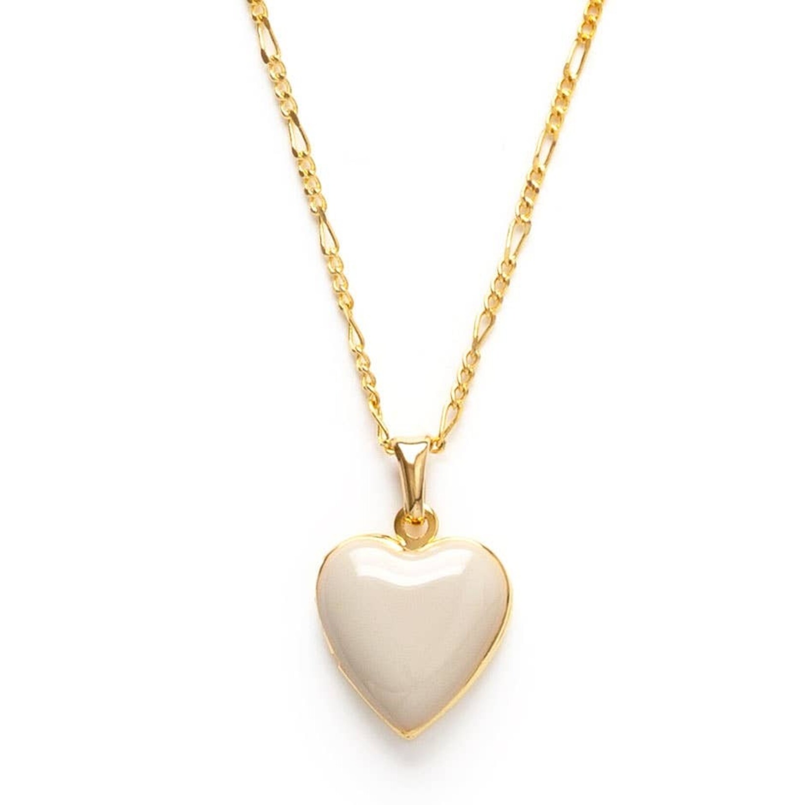 A Mano Heart Locket Necklace Large in Beige