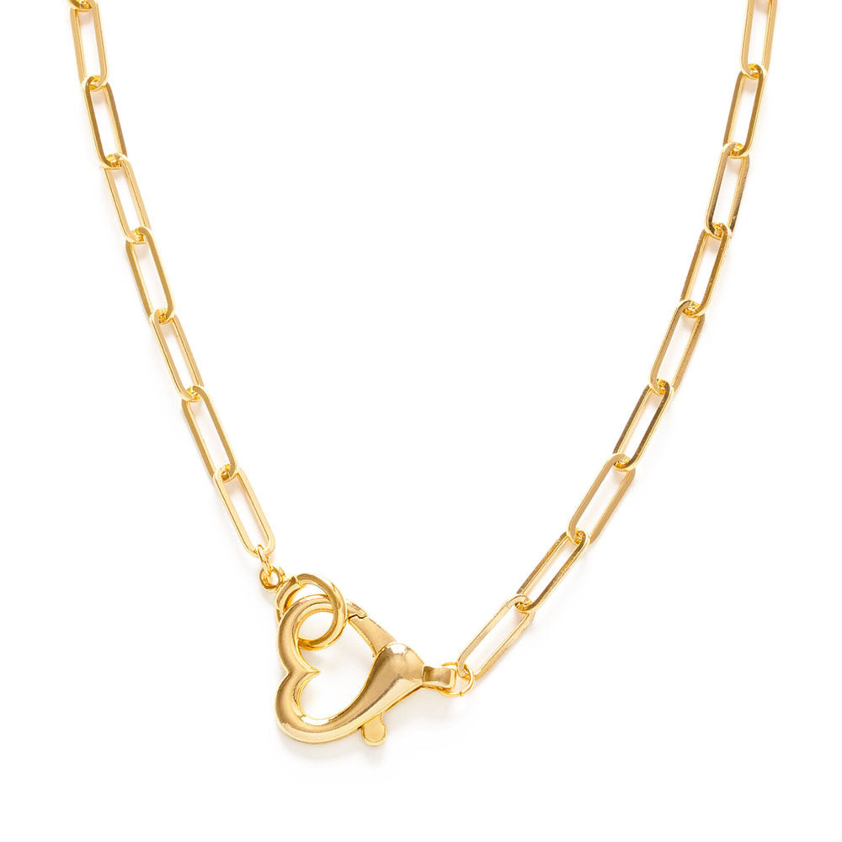 A Mano Heart Clasp on Paperclip Necklace