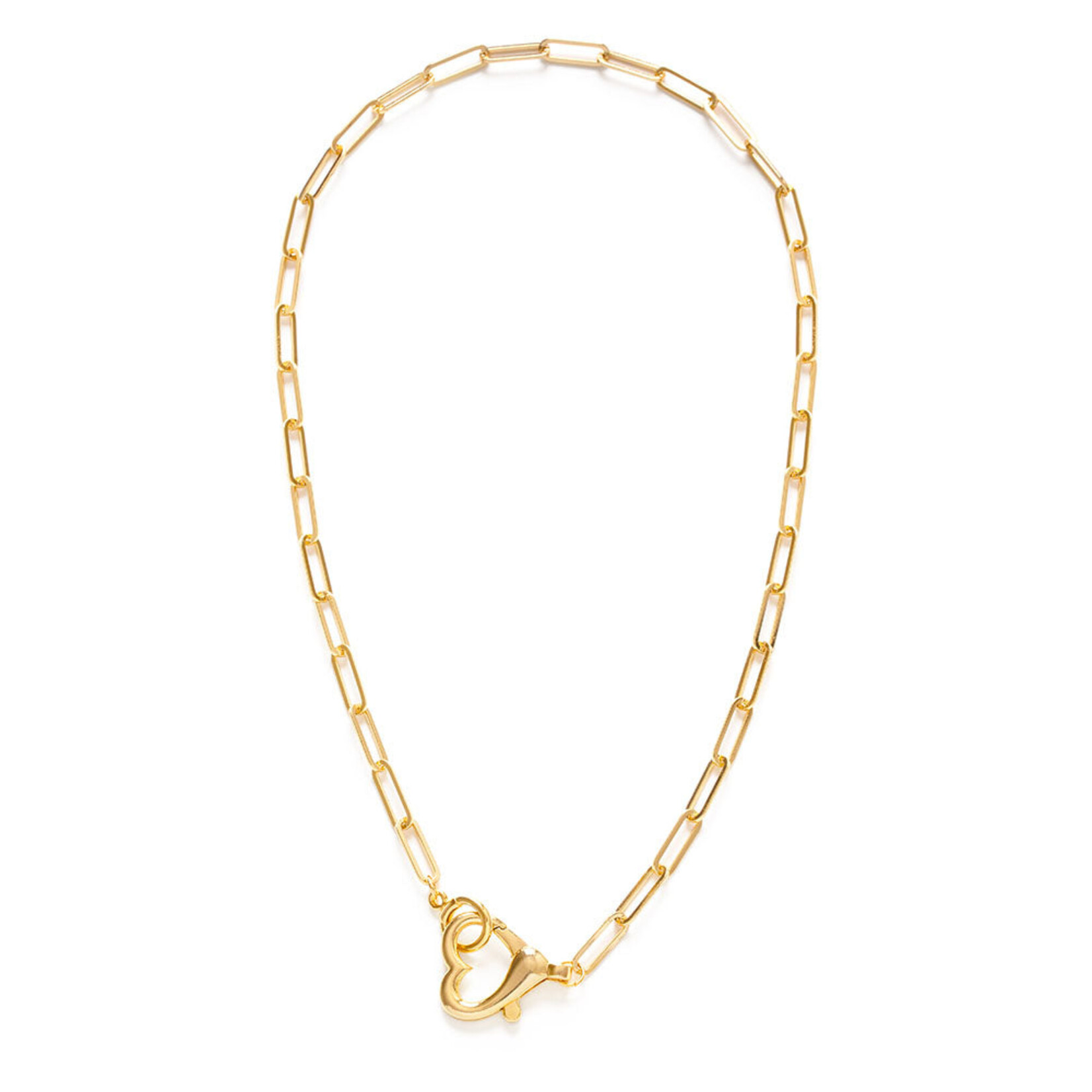 A Mano Heart Clasp on Paperclip Necklace