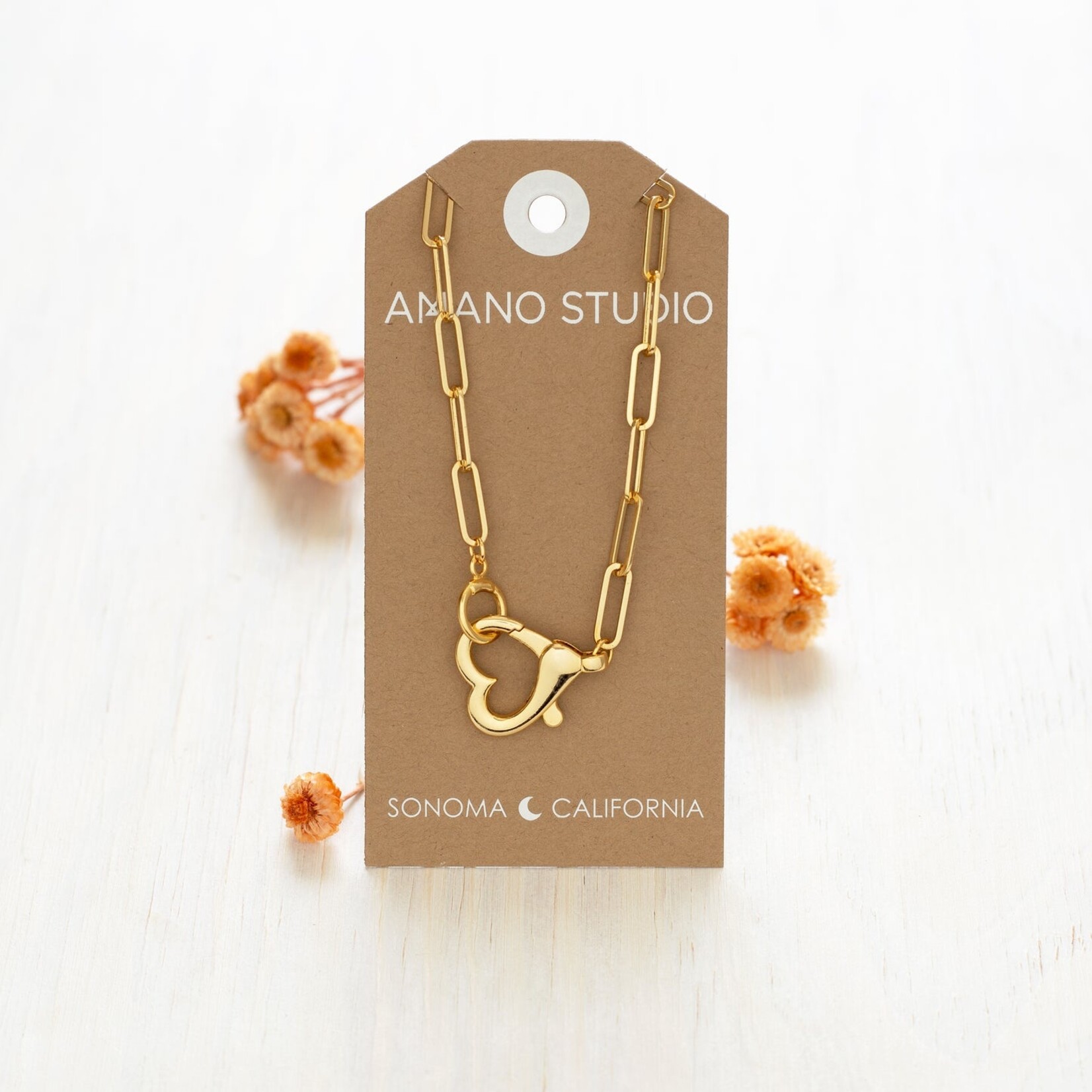 A Mano Heart Clasp on Paperclip Necklace
