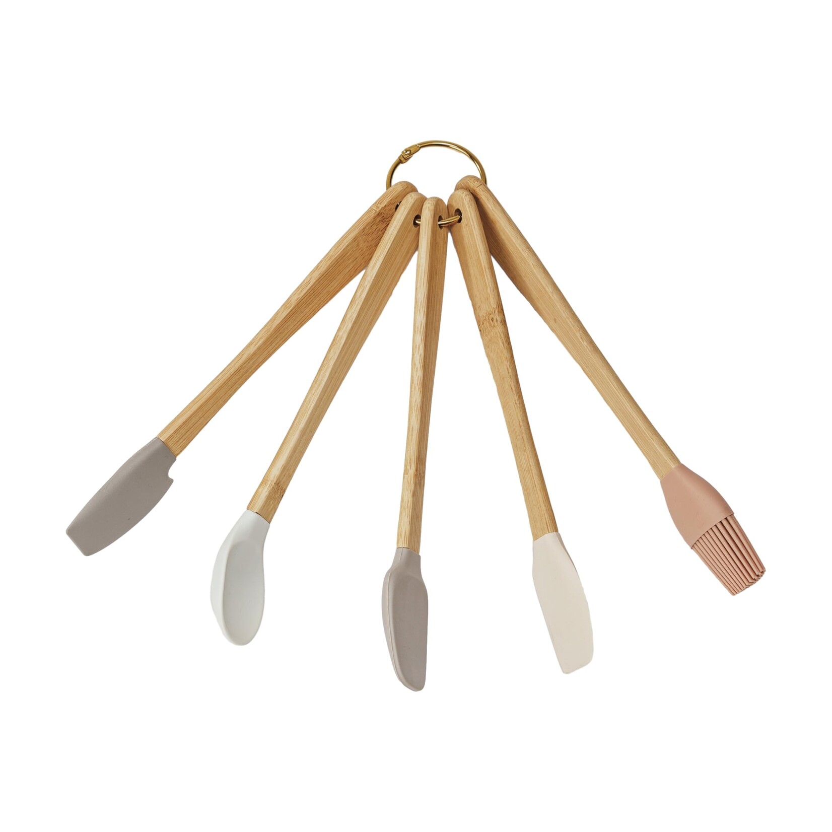 Creative Coop Silicone and Beech Kitchen Utensils