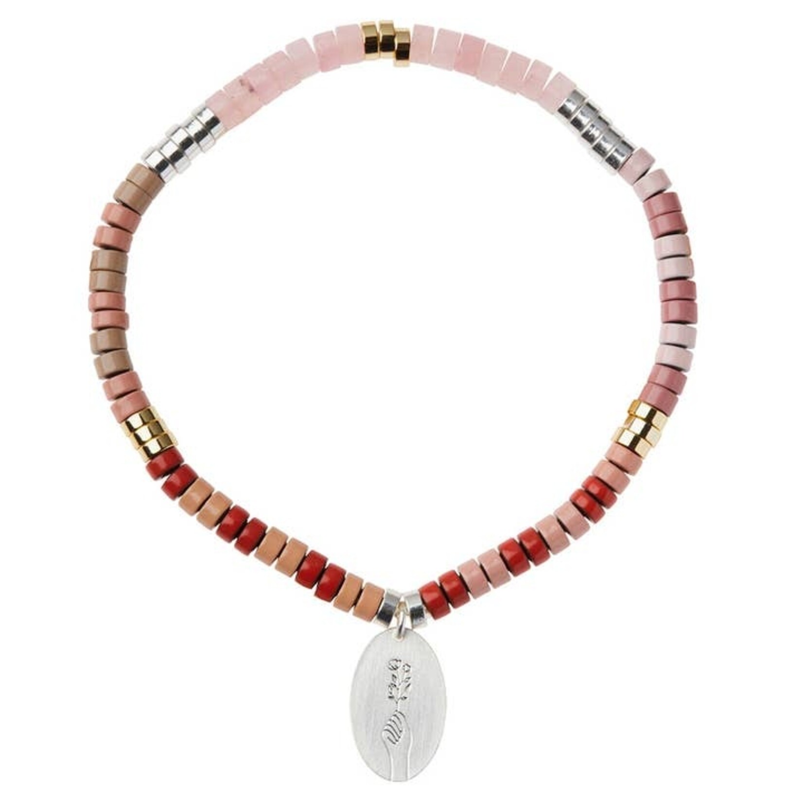 Scout Curated Wears Rose Quartz/Silver Intention Charm Bracelet