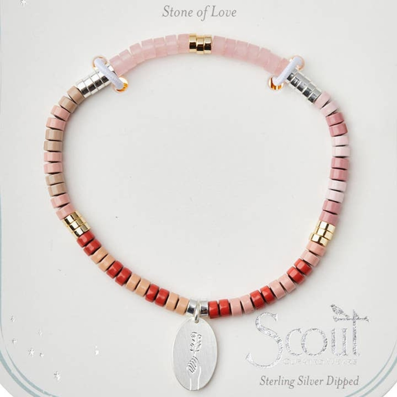 Scout Curated Wears Rose Quartz/Silver Intention Charm Bracelet