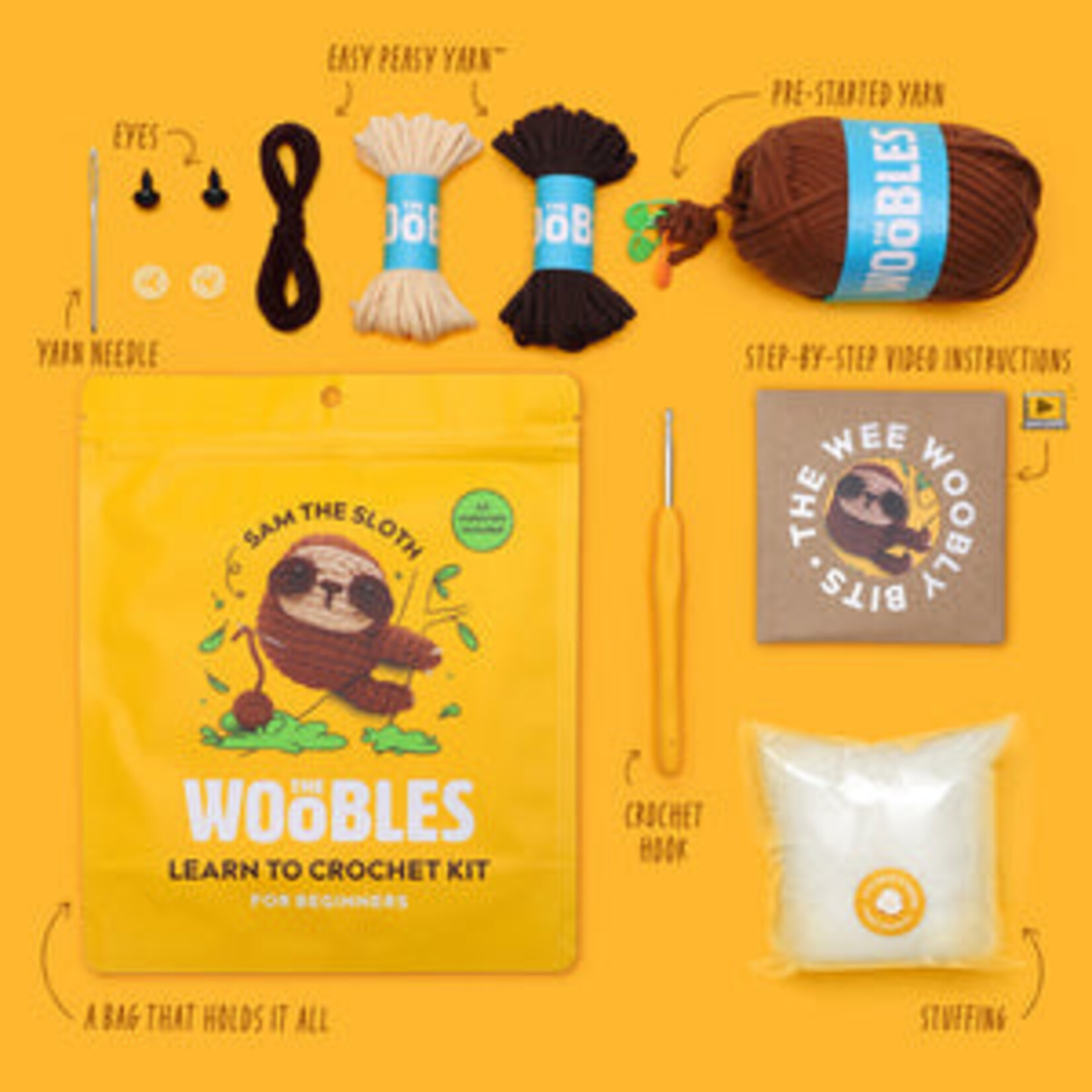 Woobles Sam the Sloth Crochet Kit