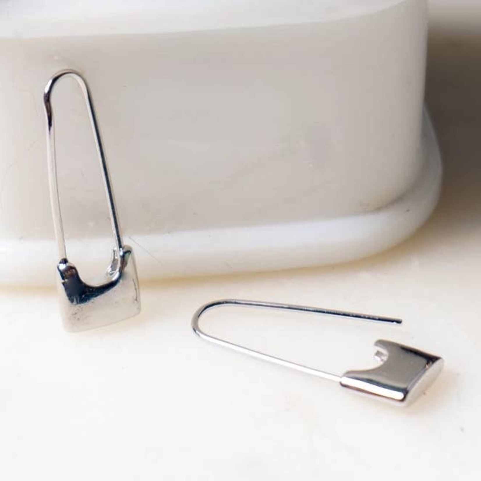 Sid Safety Pin Earrings in Silver