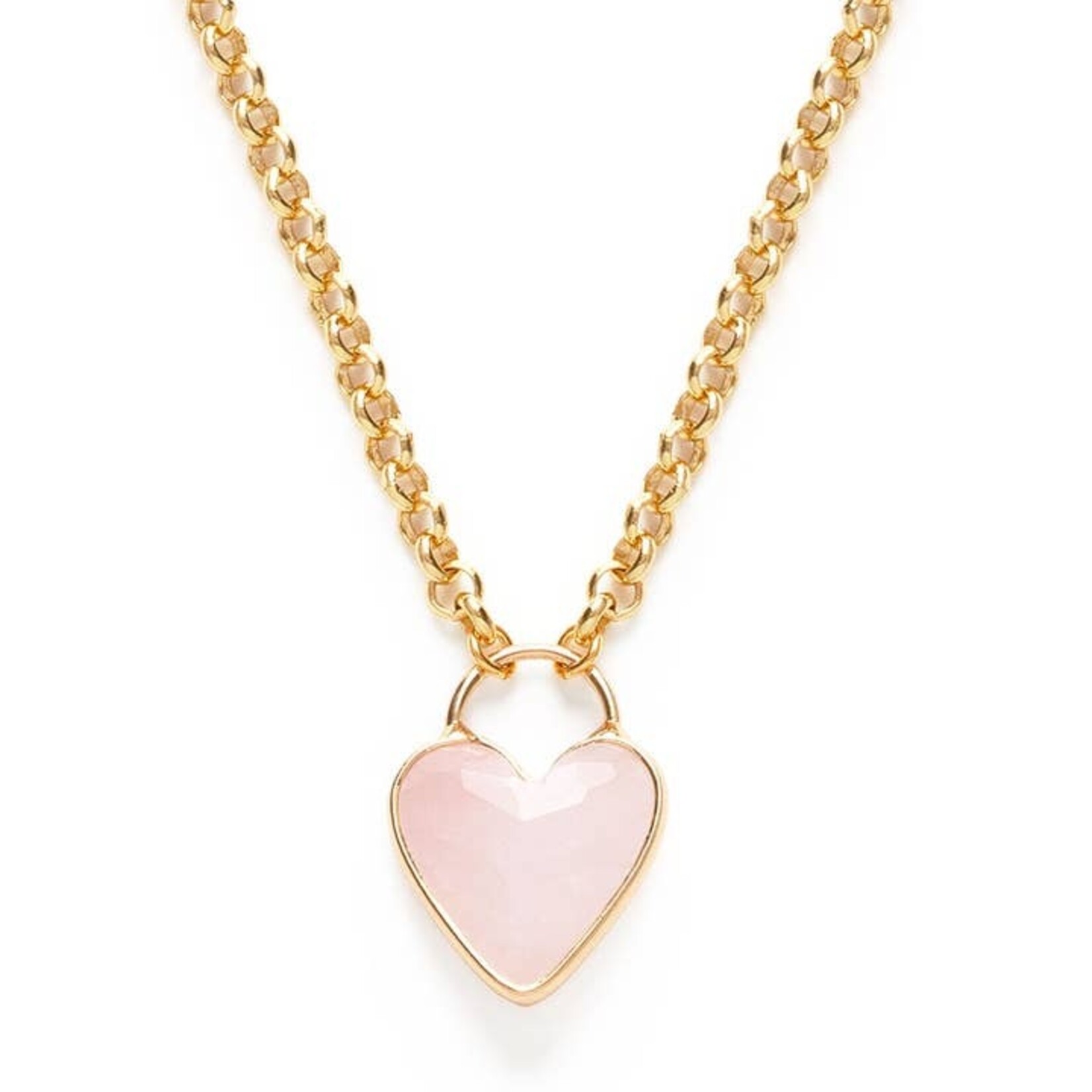 Gemstone Heart Pendant Chunky Chain