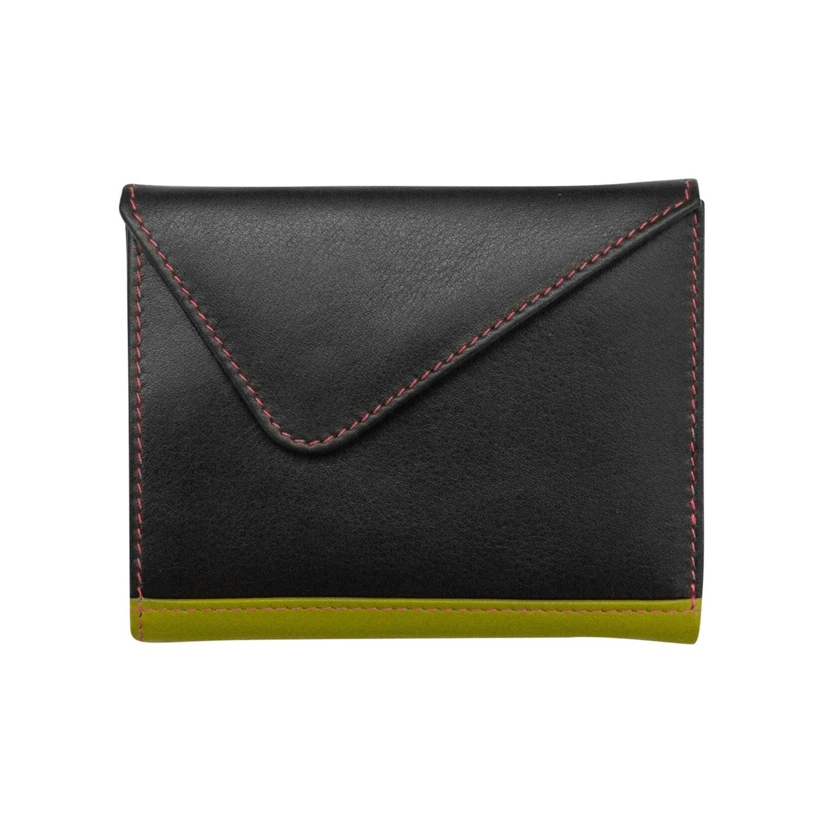 Intercontinental Leather Industries Mini Snap Bi-Fold Wallet in Black Brights