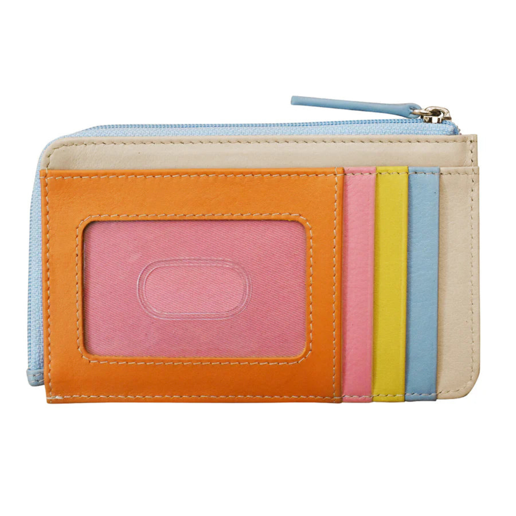 ili Leather CC/ID Holder in Pink Rainbow