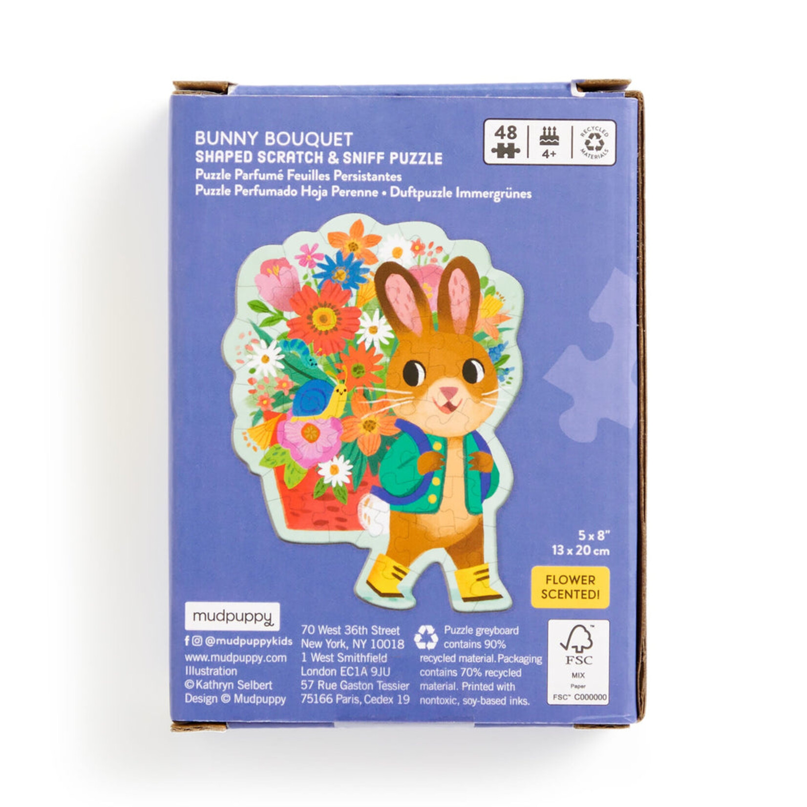 Chronicle Books Bunny Bouquet 48 Piece Scratch & Sniff Shaped Mini Puzzle
