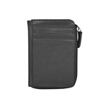 ili Leather CC/ID Holder w/zip Pocket in Black