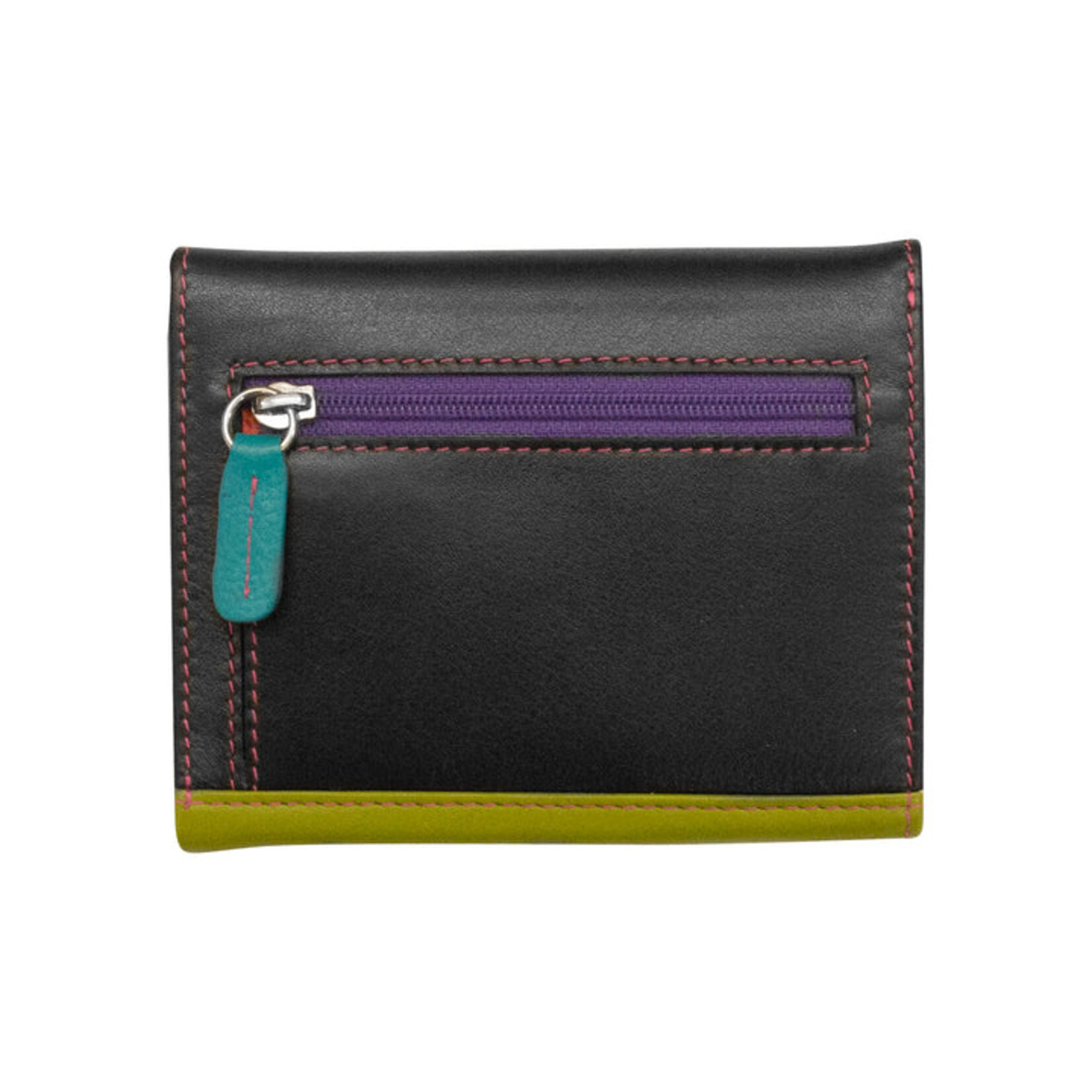 Intercontinental Leather Industries Mini Snap Bi-Fold Wallet in Black Brights