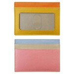 ili Leather Flat CC/ID Holder in Pink/Rainbow