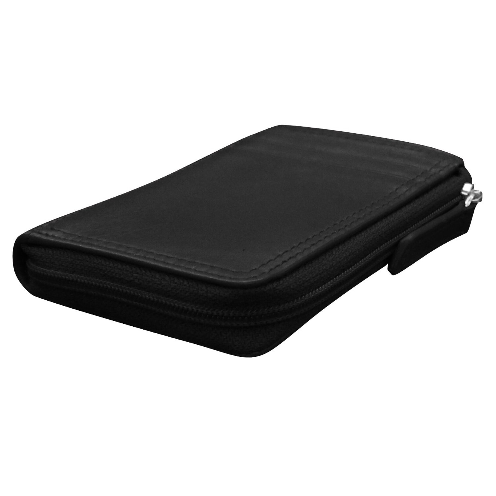 ili Leather CC/ID Holder w/zip Pocket in Black