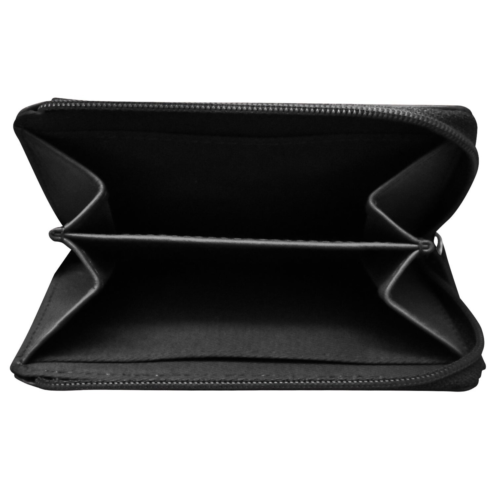 ili Leather CC/ID Holder w/zip Pocket in Black