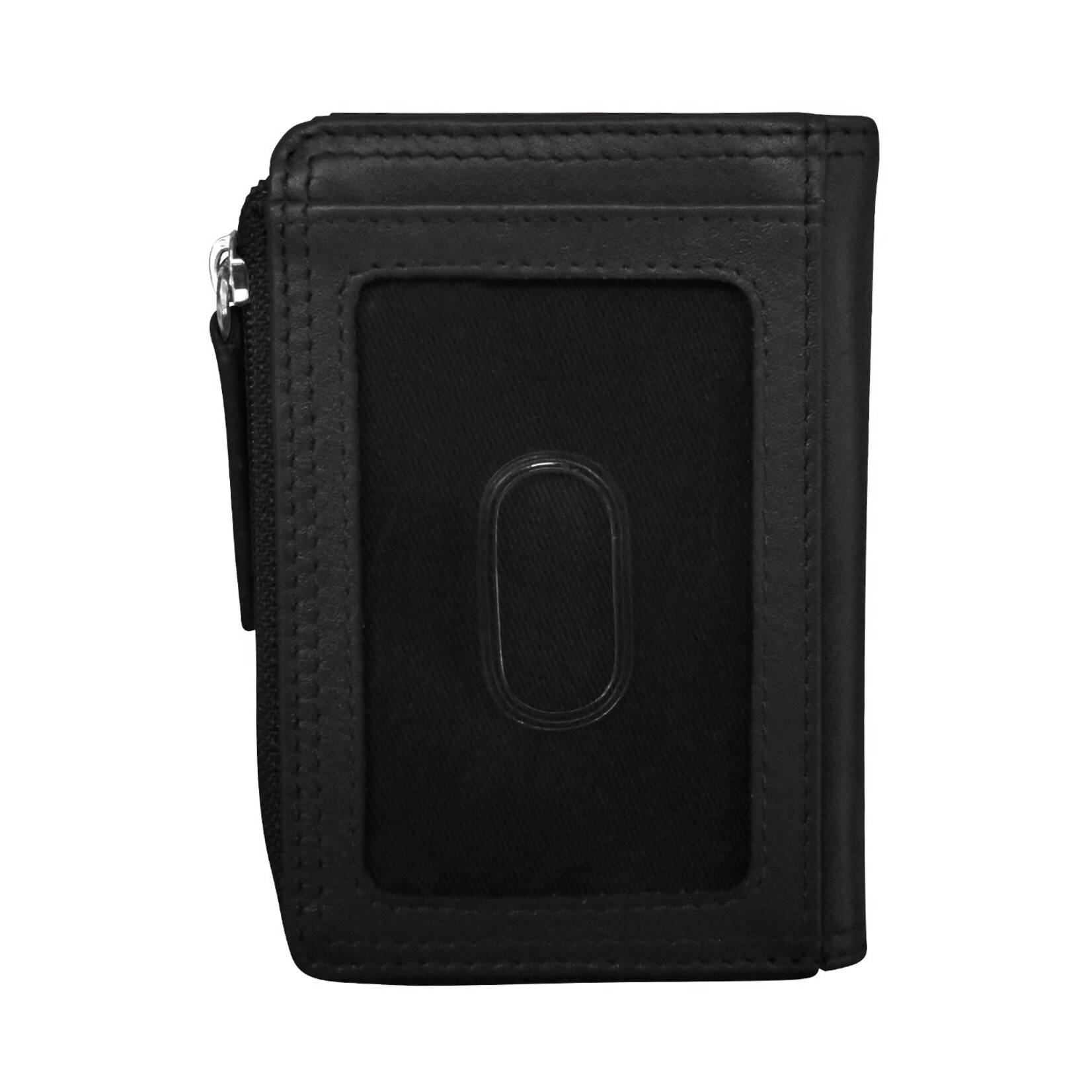 ili Leather CC/ID Holder w/zip Pocket in Black