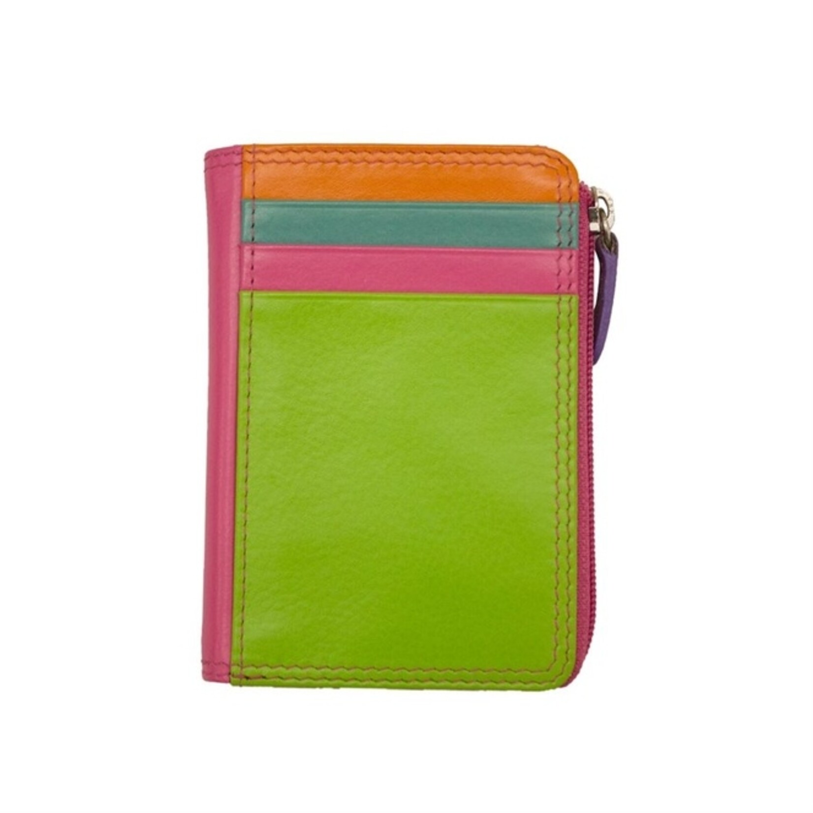 ili Leather CC/ID Holder w/zip Pocket in Palm Beach