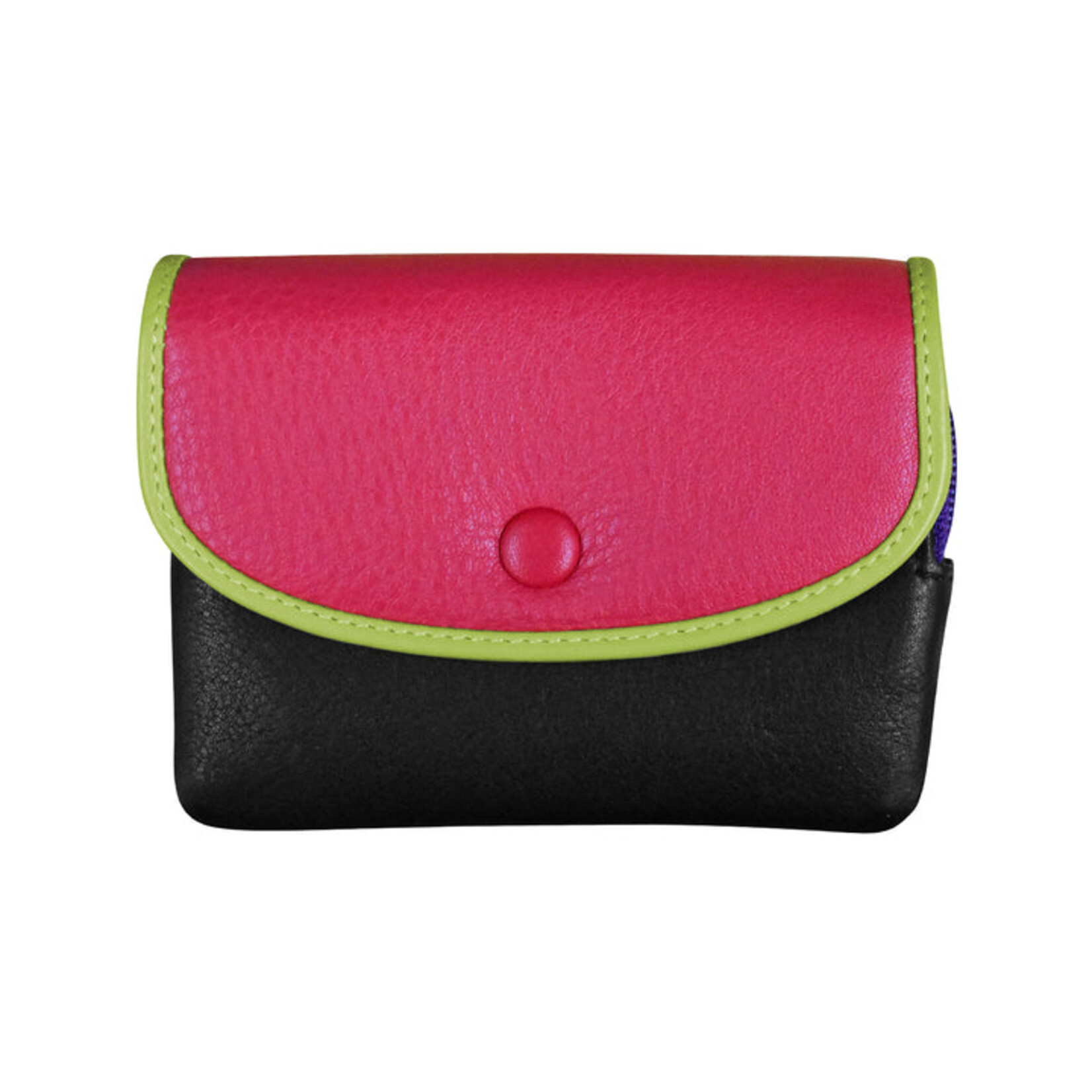 Intercontinental Leather Industries Small Card and Coin Wallet in Black Brights